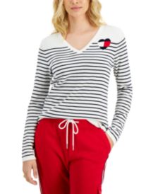 Cotton Striped Heart Sweater