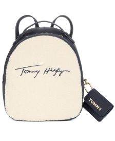 Juliette Faux-Shearling Small Logo Backpack 