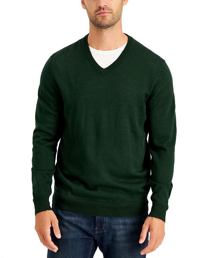 Club Room Mens Merino Wool Blend V Neck Top Pullover Sweater BHFO 3048 