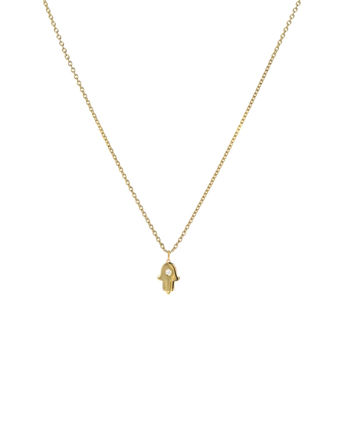Diamond Hamsa 14K Yellow Gold Necklace - Gold