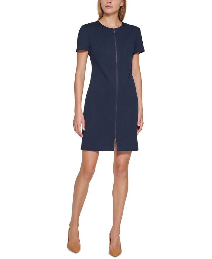Calvin Klein Zip-Front A-Line Dress & Reviews - Dresses - Women - Macy's