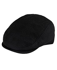 Men's Ribbed Knit Flat Top Ivy Cap with Sherpa Fleece Lining
