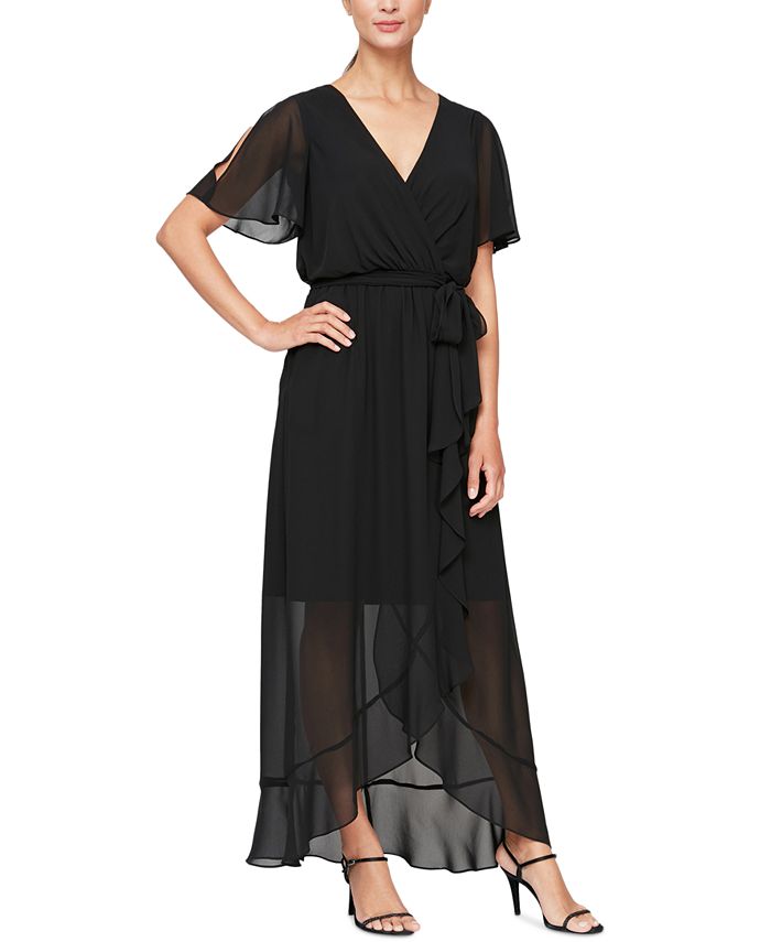 SL Fashions Ruffled Wrap Dress - Macy's