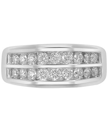 Macy's - Men's Diamond Double Row Ring (1 ct. t.w.) in 10k White Gold or 10k Yellow Gold