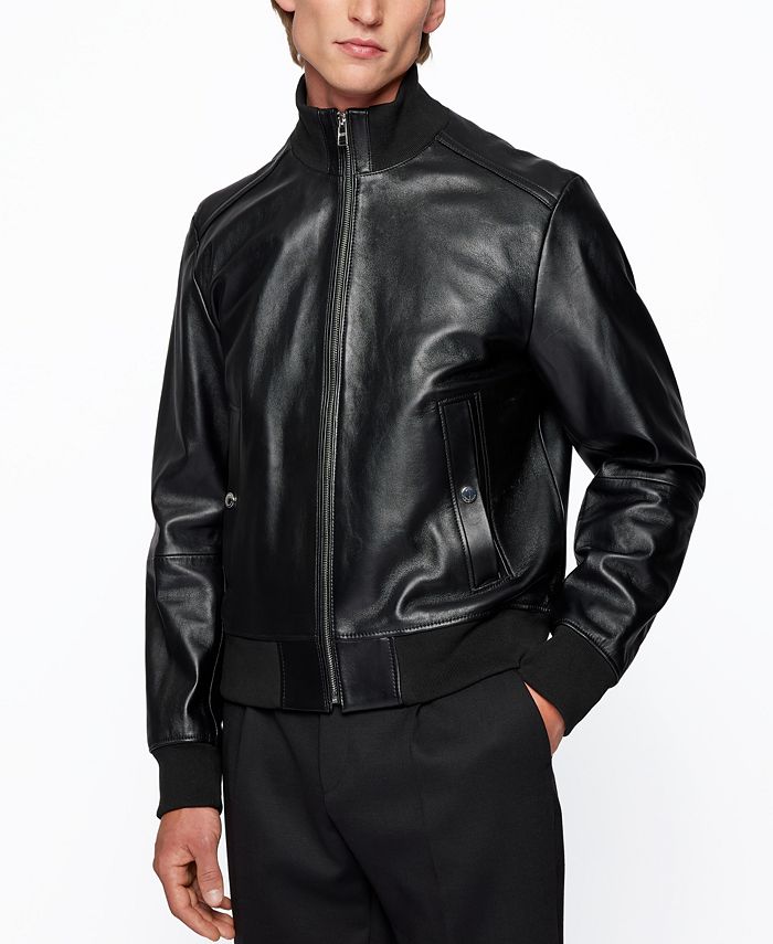 stemning Rasende Næsten død Hugo Boss Men's Bomber-Style Leather Jacket - Macy's