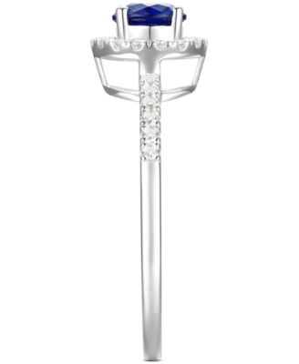 Sapphire (5/8 ct. t.w.) & Diamond (1/5 ct. t.w.) Halo Ring in 14k White Gold (Also in Emerald & Ruby)