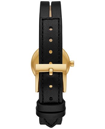 Tory Burch Women's Gold-Tone Logo Black Leather Strap Watch 22mm & Reviews  - All Watches - Jewelry & Watches - Macy's