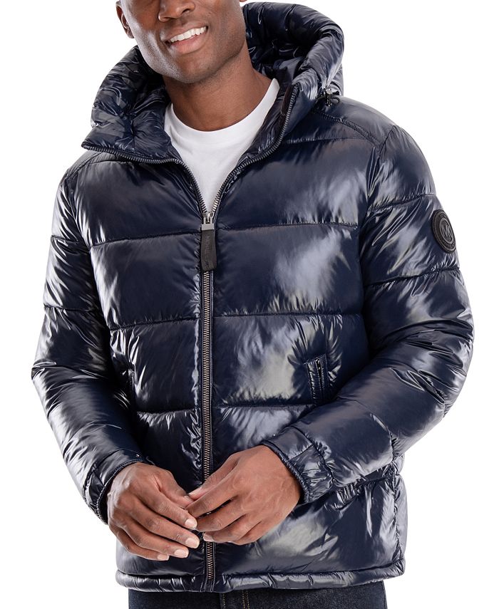 Michael Kors Men's Shiny Hooded Puffer Jacket, Created for Macy's ...