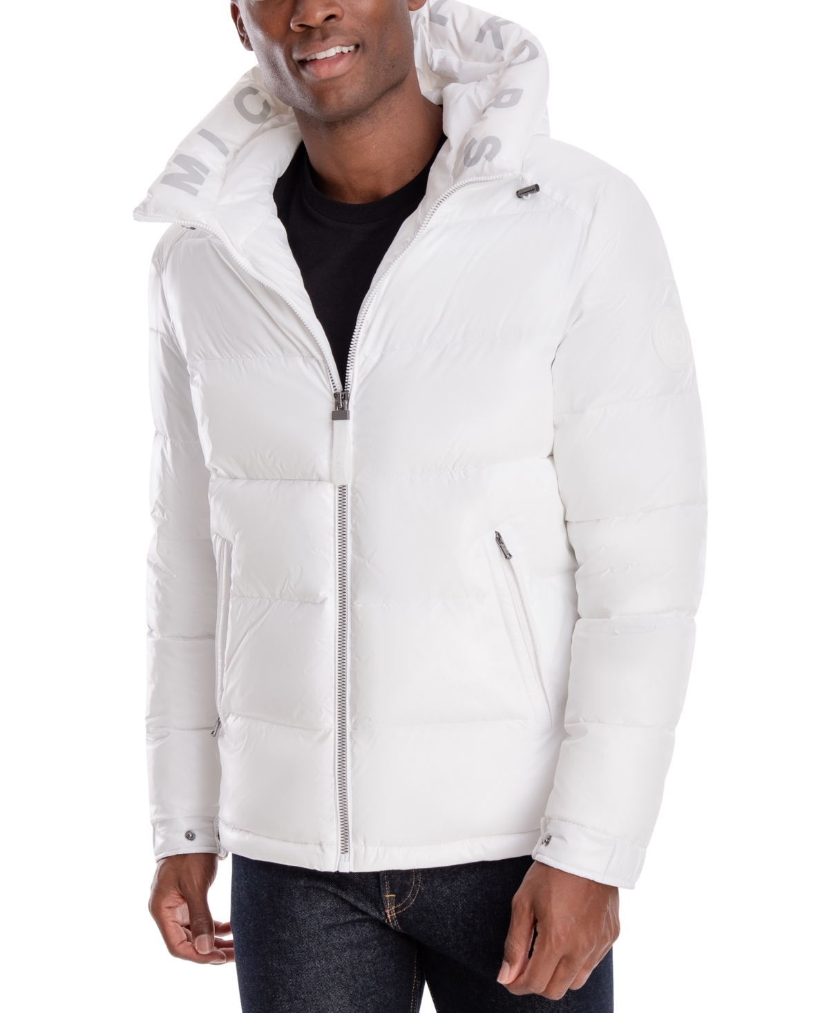 Michael Kors Men's Shiny Hooded Puffer Jacket, Created For Macy's In White