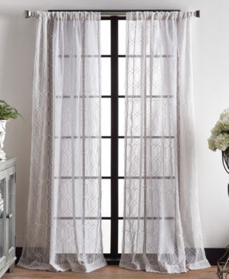 Martha Stewart Collection Hourglass Poletop Embroidery Curtain Panels Created For Macys In White