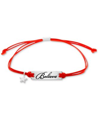 Macy's - Silver-Tone Believe Colored Cord Slider Bracelet