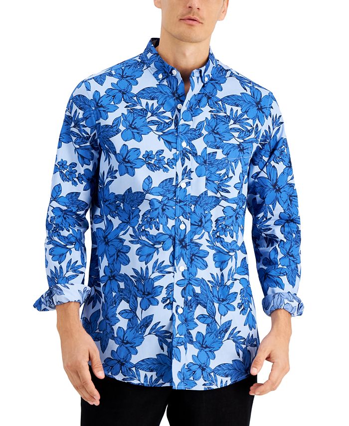 Club Room Men's Botanical Floral-Print Shirt, Created for Macy's - Macy's
