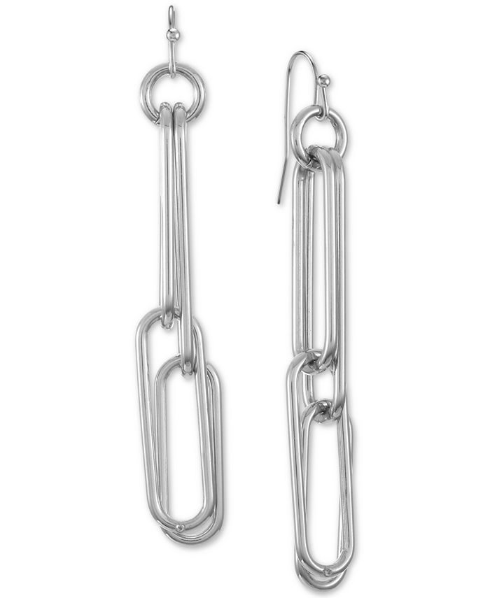 Alfani SilverTone Geometric Link Linear Drop Earrings, Created for