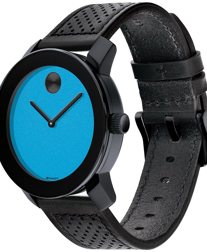 Movado Bold Men's Swiss TR90 Black Leather Strap Watch 42mm Macy's