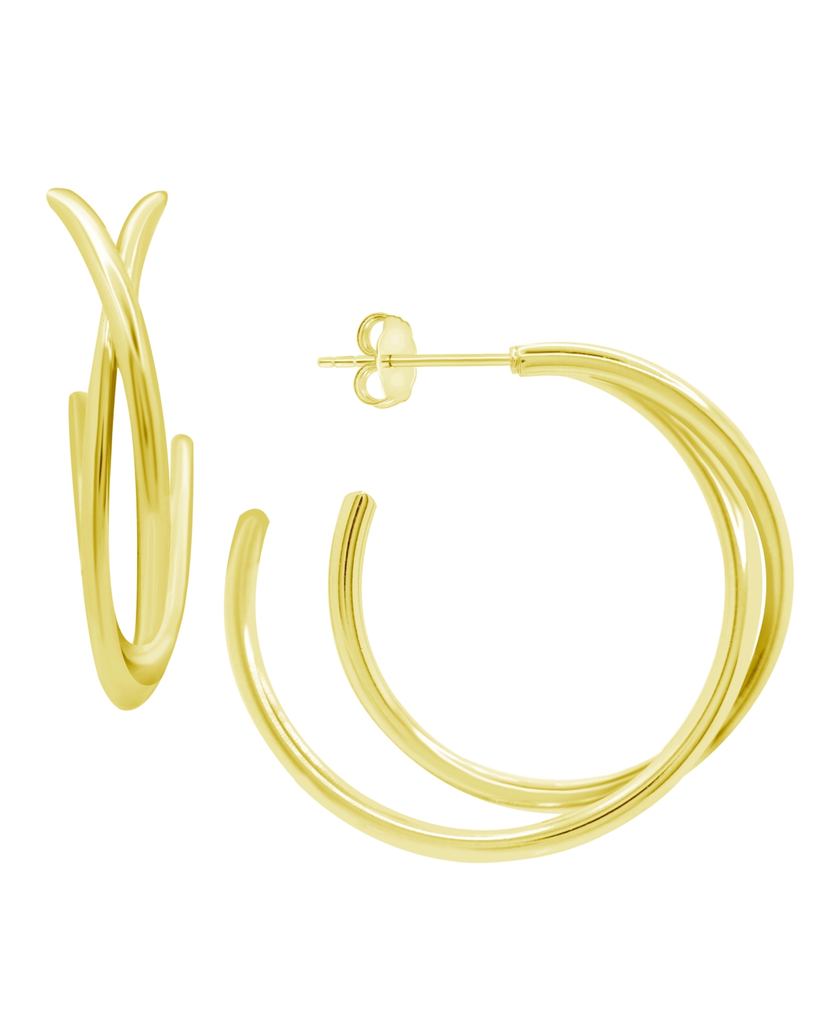 And Now This High Polished Crossover C Hoop Post Earring in Silver Plate or Gold Plate - Gold-Tone