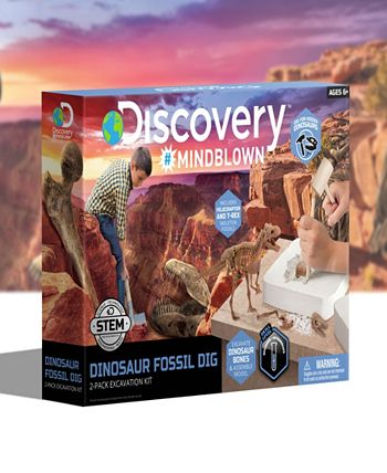 Discovery #MINDBLOWN - Toy Dinosaur Excavation Kit Skeleton 3D Puzzle T-Rex 15pc and Velociraptor 10pc