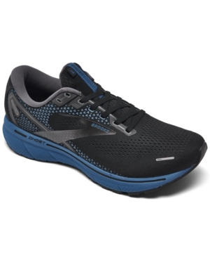 Brooks Men's Ghost 13 Running Sneakers From Finish Line In Black, Blackened Blue
