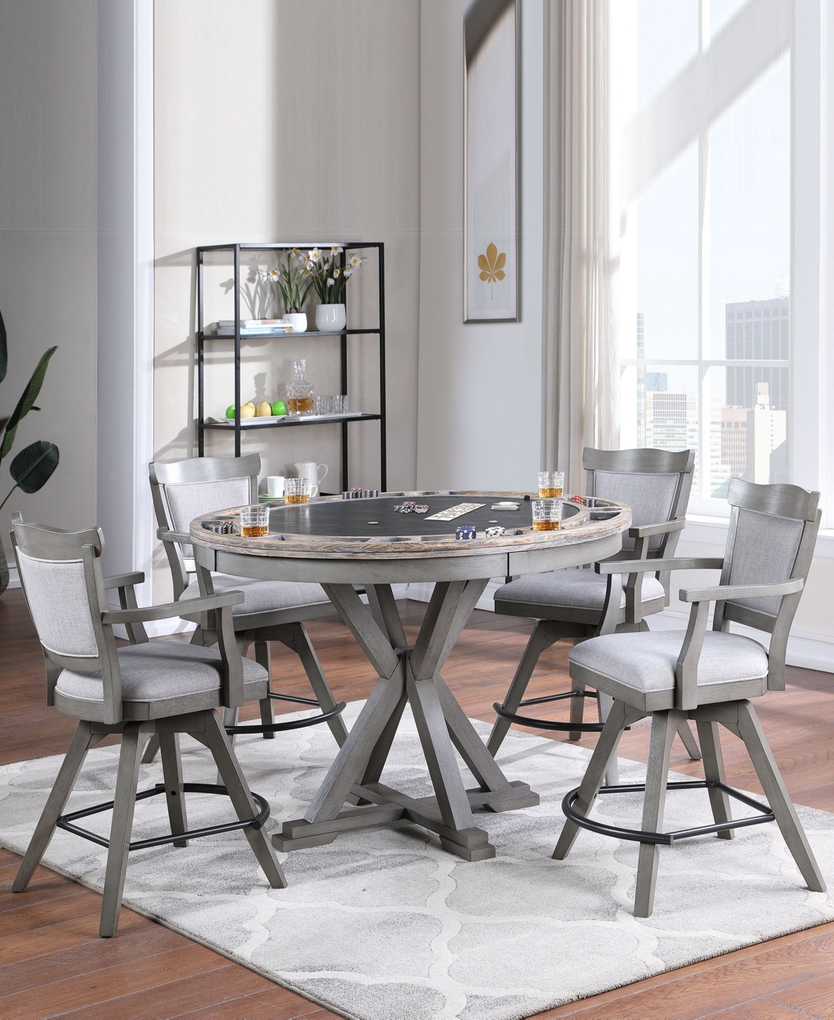 Albany Crest 5 Piece Counter Height Game Set (Convertible Table and 4 stools)