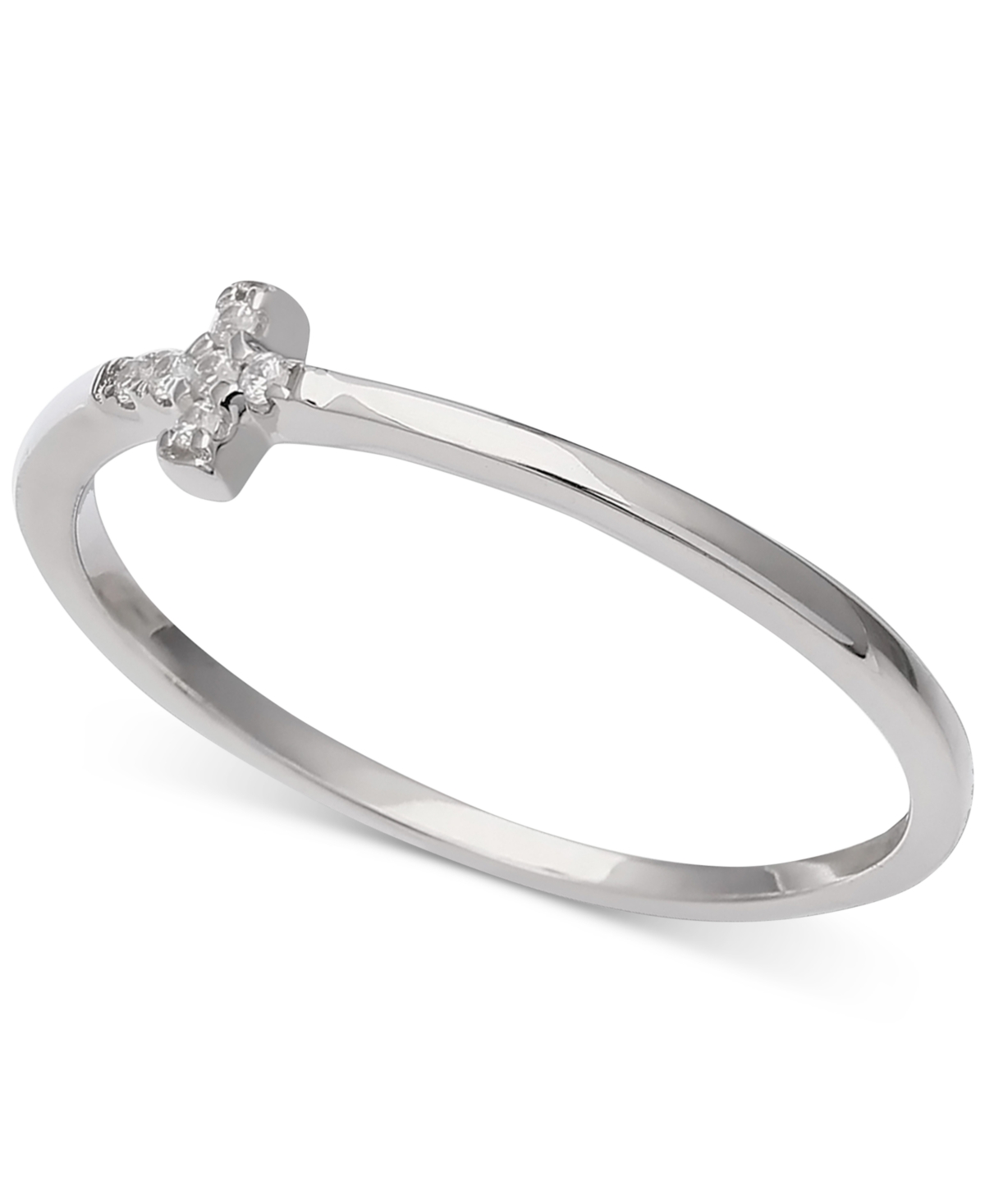 Cubic Zirconia Cross Ring, Created for Macy's - Silver