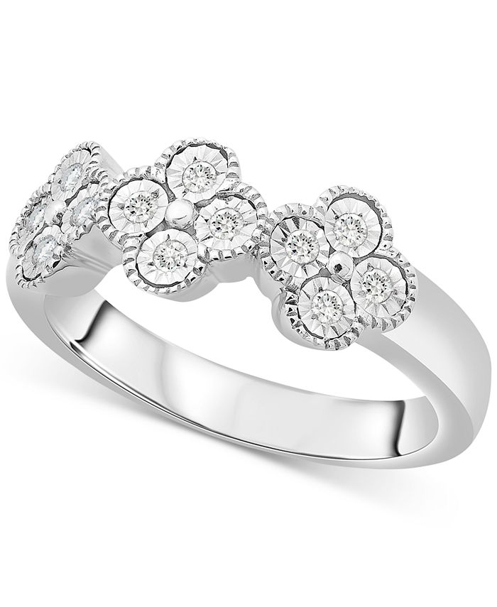 Macy's - Diamond Quatrefoil Ring (1/6 ct. t.w.) in Sterling Silver