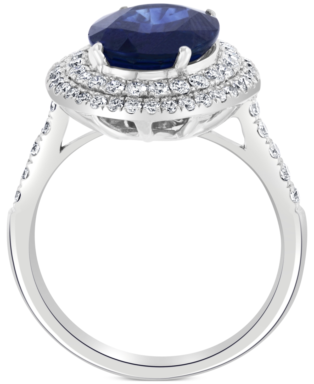 Effy(4-1/4 ct. t.w.) & Diamond (5/8 ct. t.w.) Double Halo Ring in 14k White Gold - Sapphire