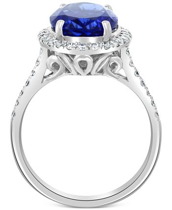 EFFY Collection - Tanzanite (4-3/4 ct. t.w.) & Diamond (1/2 ct. t.w.) Oval Halo Ring in 14k White Gold