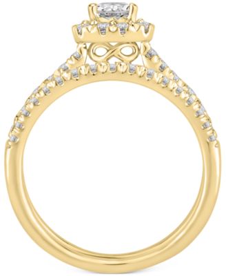 Diamond Princess Halo Bridal Set (1 ct. t.w.) in 14k White or Yellow Gold