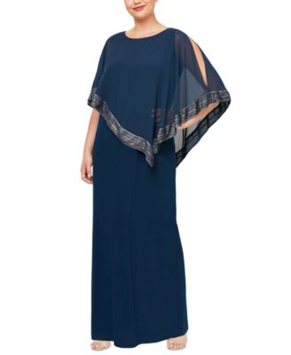 SL Fashions - Plus Size Asymmetrical-Overlay Gown