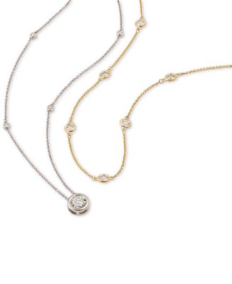 EFFY&reg; Diamond Bezel 20" Statement Necklace (1 ct. t.w.)  in 14k White, Yellow or Rose Gold 