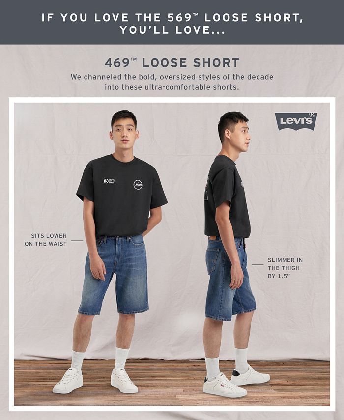 Men's Levi's 469 Loose-Fit Denim Shorts, Size: 34, Black