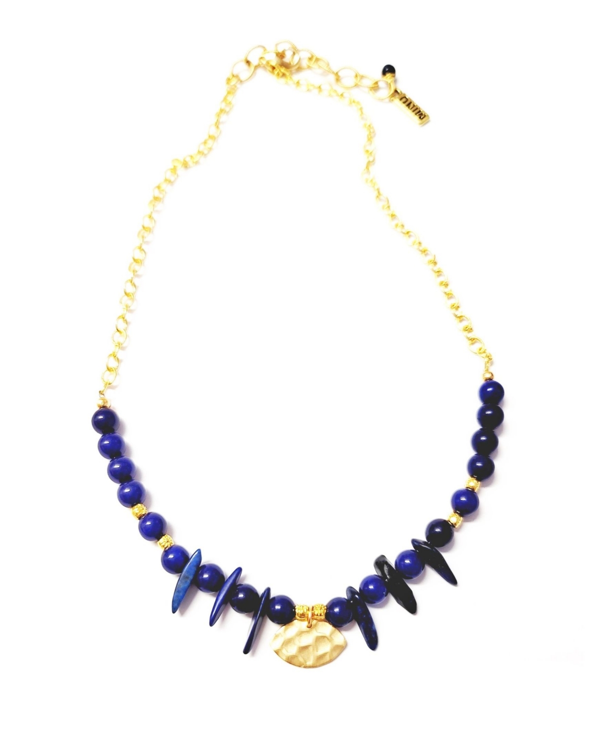 Women's Ain Necklace with Blue Lapis Stones - Gold-tone
