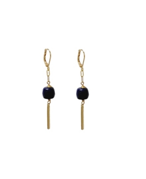 MINU JEWELS WOMEN'S BAR DROP EARRINGS WITH BLUE LAPIS STONES