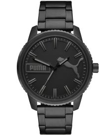 Men's Ultra Fresh Black Stainless Steel Bracelet Watch, 46mm