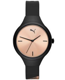 Women's Contour Black and Rose Gold-Tone Polyurethane Strap Watch, 36mm