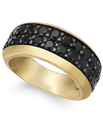 Esquire Men's Jewelry - Black Sapphire Band (3 ct. t.w.) in 14k Gold-Plated Sterling Silver