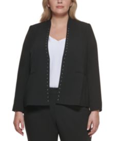 Plus Size Studded Open-Front Jacket