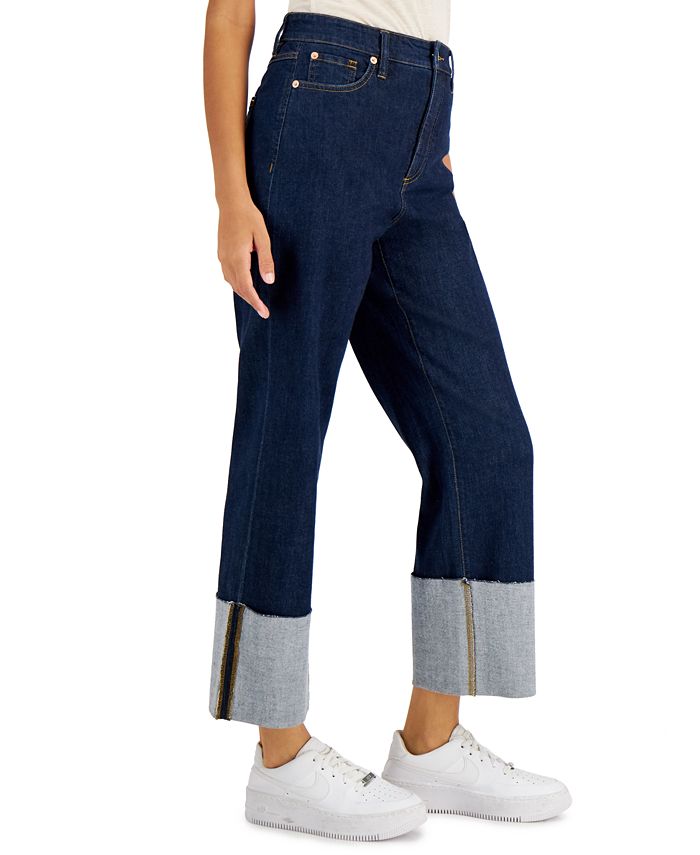 INC International Concepts Women's WideCuff StraightLeg Jeans