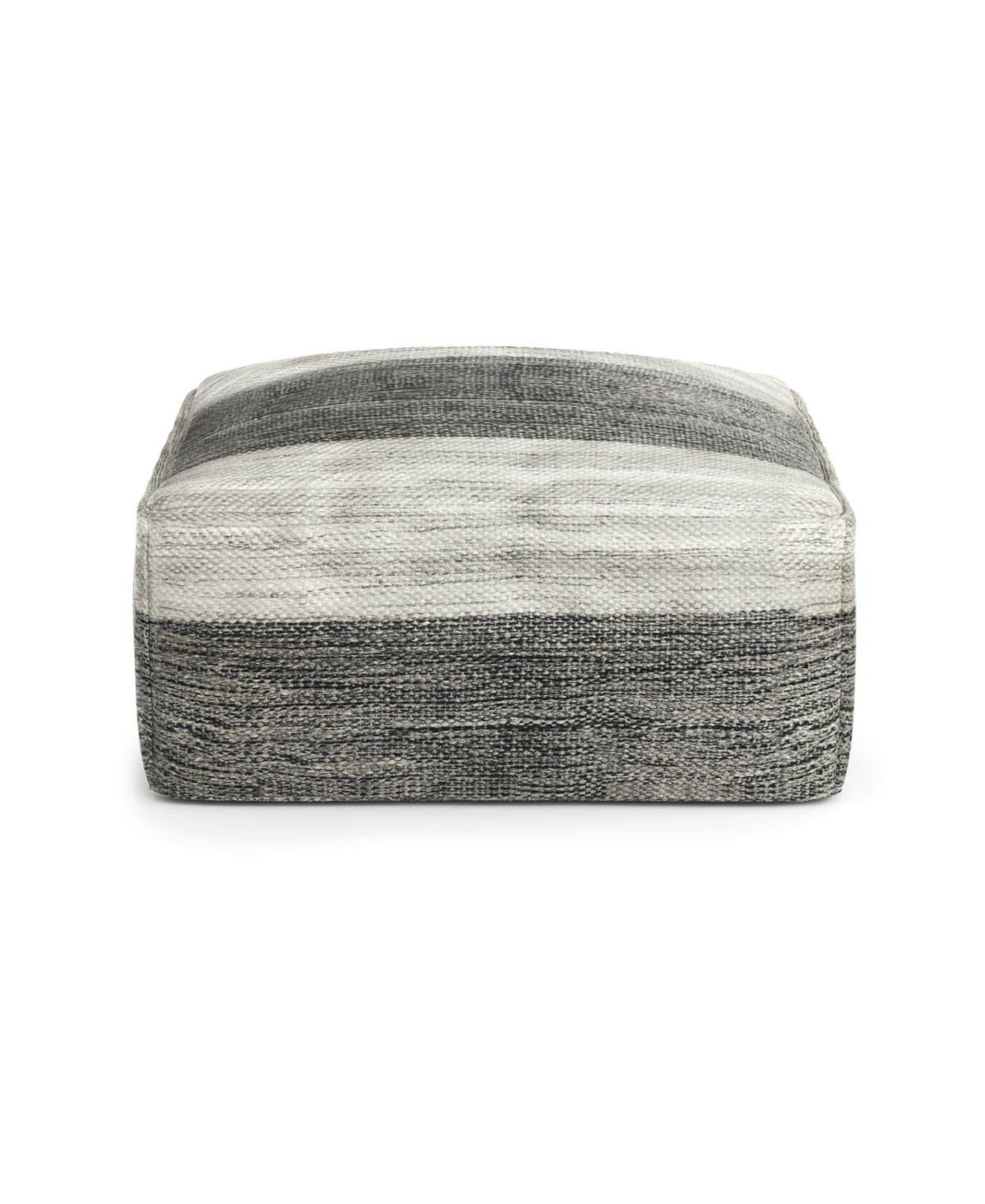 Macy's Mathis Square Woven Outdoor And Indoor Pouf In Gray And White