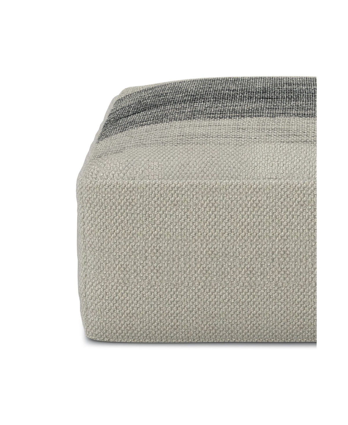 Sabella Square Woven Outdoor and Indoor Pouf - Gray and White