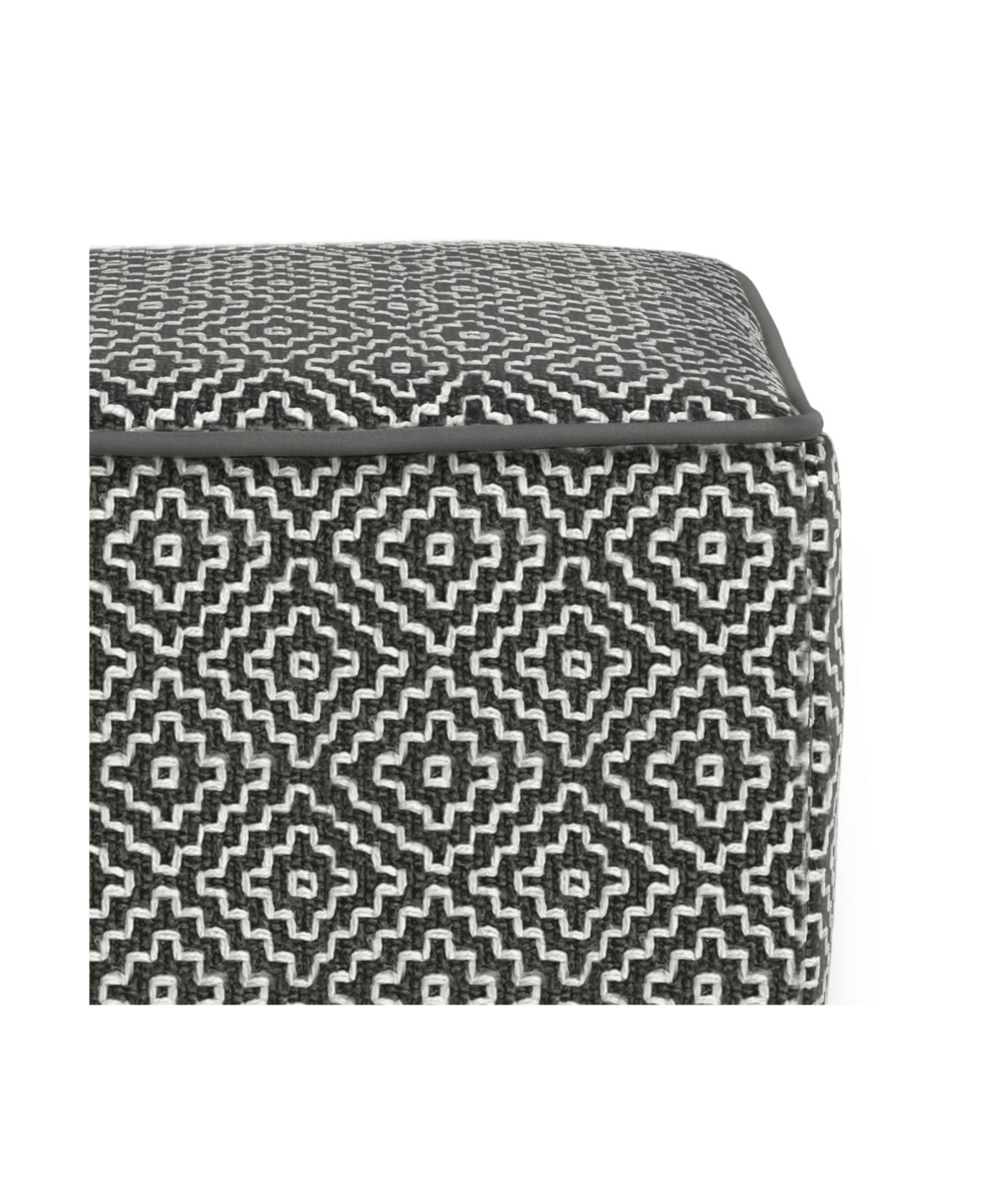 Shop Macy's Briella Square Woven Outdoor And Indoor Pouf In Gray And White