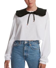 Ruffled Faux Leather Collar