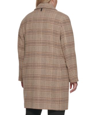 plus size checked coat