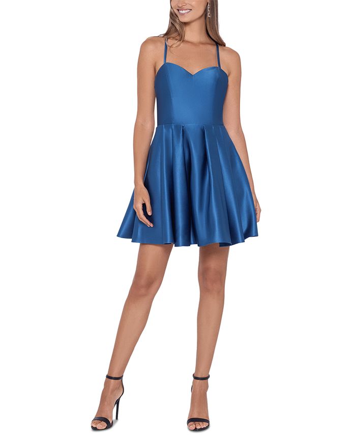 Blondie Nites Juniors' Strappy-Back Fit & Flare Dress - Macy's