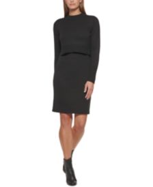 Clavin Klein Mockneck Popover Sweater Dress