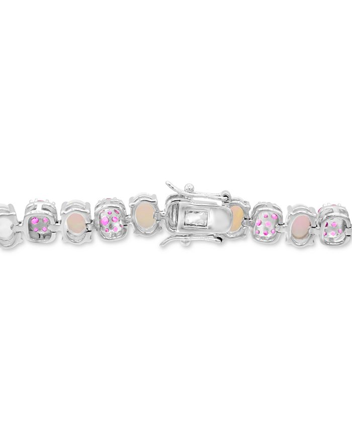 Macy's - Opal (9-3/4 ct. t.w), Pink Sapphire (5-7/8 ct. t.w.) Tennis Bracelet set in Sterling Silver.