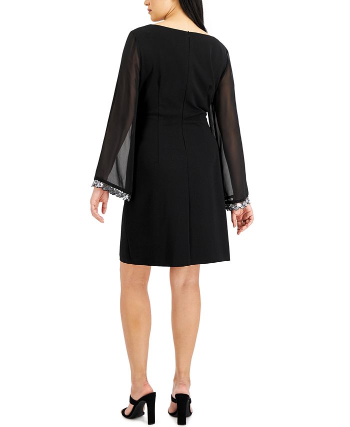 Connected Petite Sheer-Sleeve Cocktail Dress - Macy's