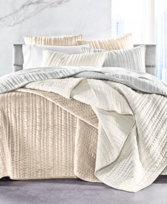 Hotel Collection Variegated Stripe Velvet Coverlet Created For Macys Bedding In Palladium