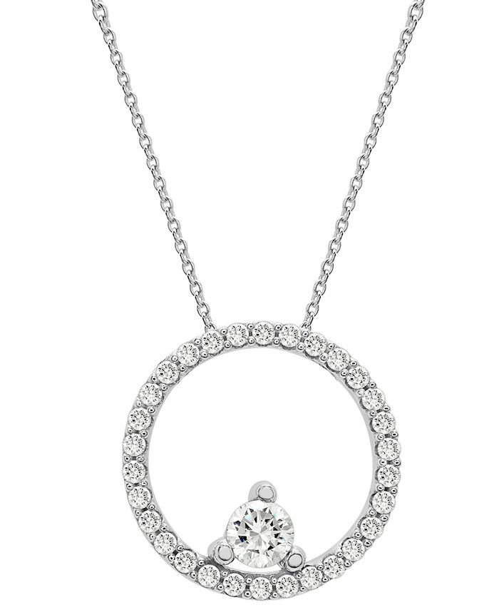 Macy s Diamond Circle Pendant Necklace 1 4 ct. t.w. in 14k White