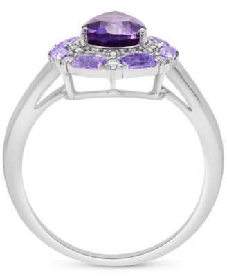 Swiss Blue Topaz (3-3/8 ct. t.w.) & White Topaz (1/6 ct. t.w.) Teardrop Halo Ring in Sterling Silver (Also in Amethyst & Morganite)