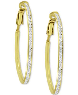 Cubic Zirconia Medium Hoop Earrings, 1.5", Created for Macy's